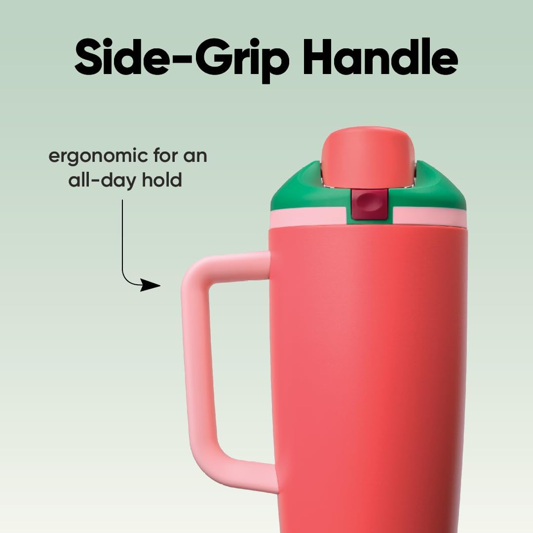 Tumbler Stainless Steel Water Bottle 40 oz Tropical | 2-in-1 Sip-or-Swig Lid | Splash-Resistant Lid | Reusable Straw | Cup Holder Friendly | Right & Left Hand Friendly