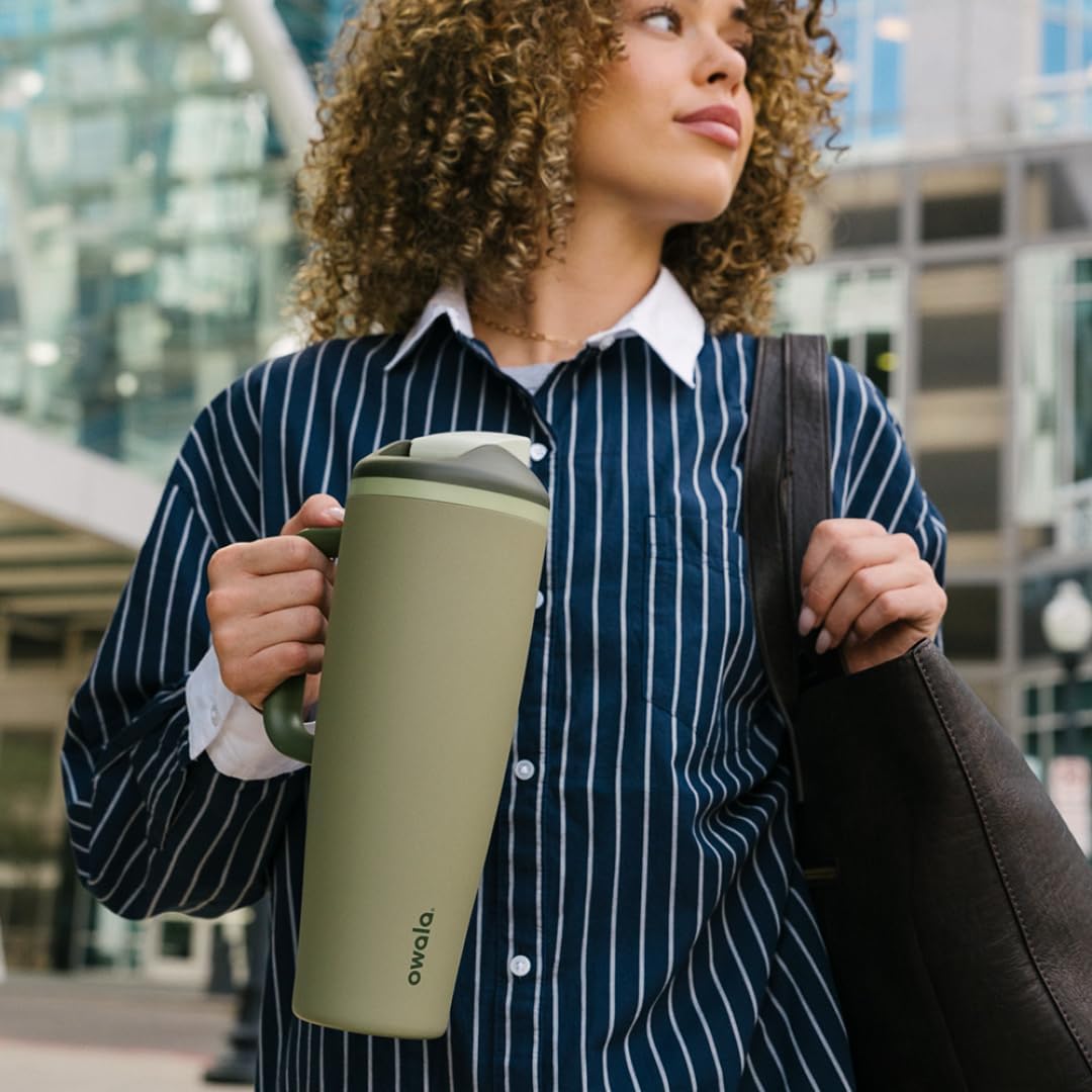 Tumbler Stainless Steel Water Bottle 40 oz Tropical | 2-in-1 Sip-or-Swig Lid | Splash-Resistant Lid | Reusable Straw | Cup Holder Friendly | Right & Left Hand Friendly