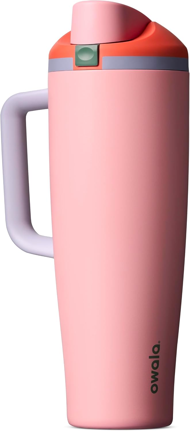 Tumbler Stainless Steel Water Bottle 40 oz Tropical | 2-in-1 Sip-or-Swig Lid | Splash-Resistant Lid | Reusable Straw | Cup Holder Friendly | Right & Left Hand Friendly