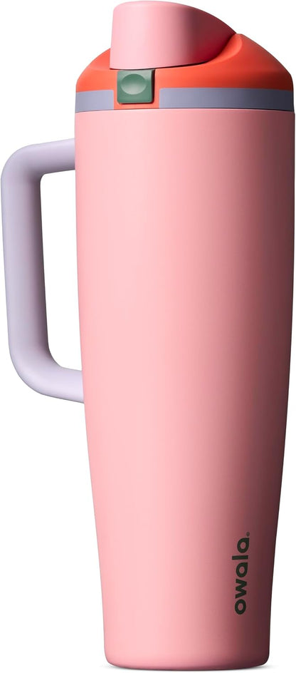 Tumbler Stainless Steel Water Bottle 40 oz Tropical | 2-in-1 Sip-or-Swig Lid | Splash-Resistant Lid | Reusable Straw | Cup Holder Friendly | Right & Left Hand Friendly