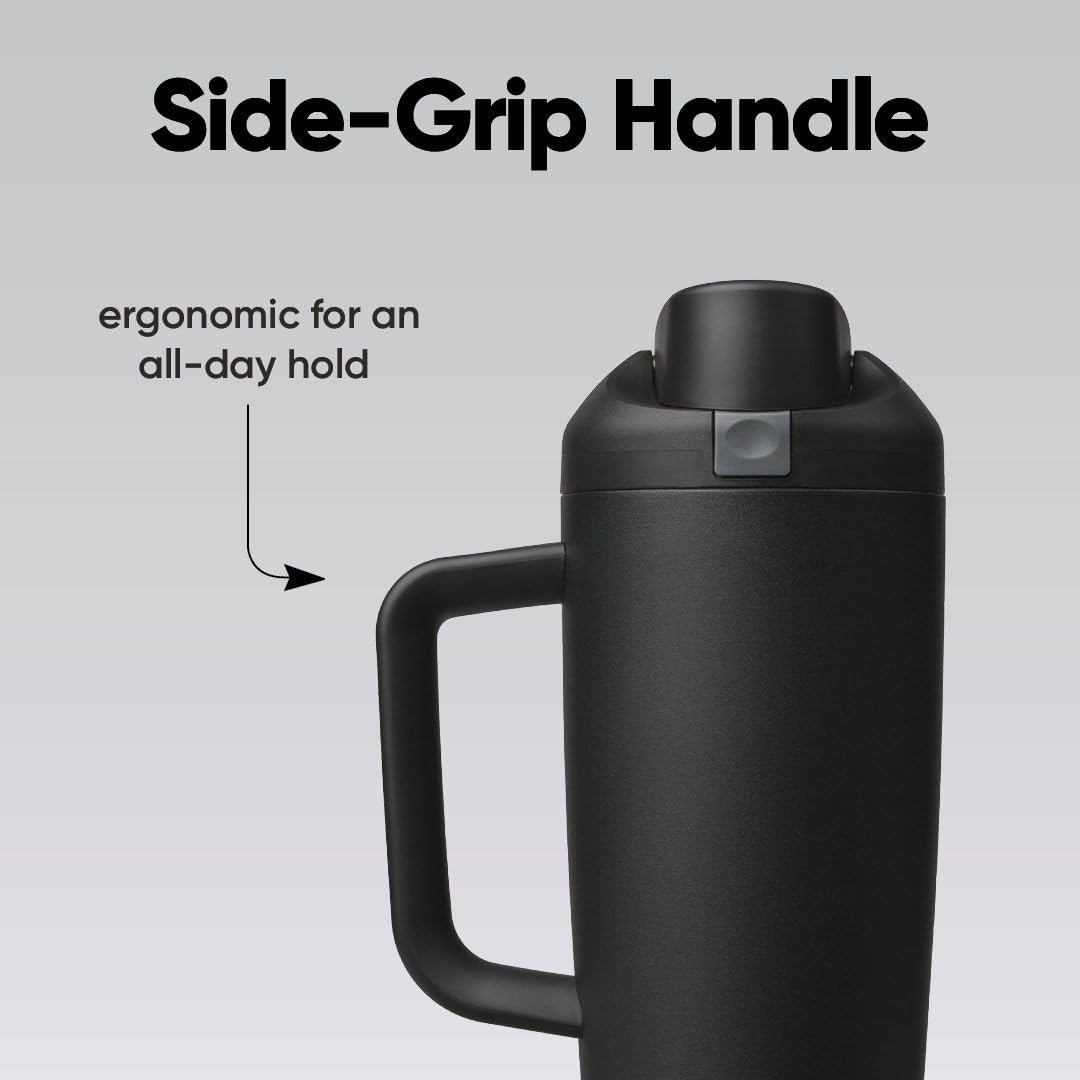 Tumbler Stainless Steel Water Bottle 40 oz Tropical | 2-in-1 Sip-or-Swig Lid | Splash-Resistant Lid | Reusable Straw | Cup Holder Friendly | Right & Left Hand Friendly