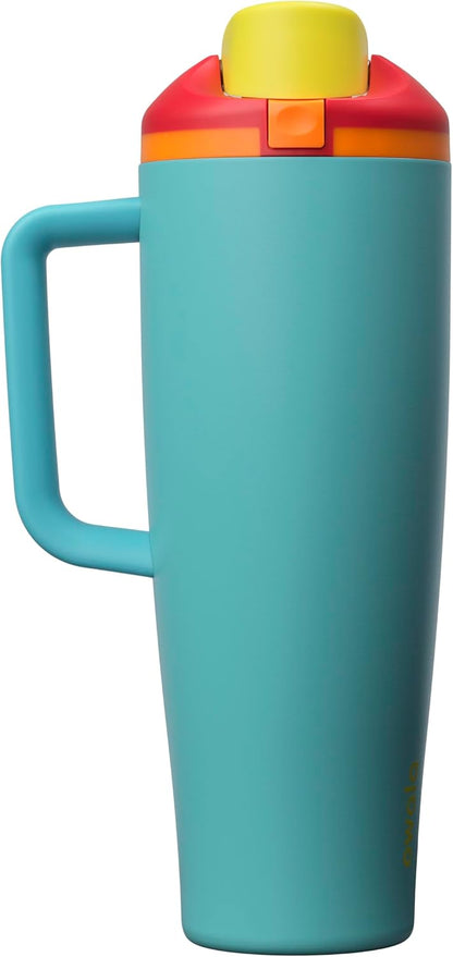Tumbler Stainless Steel Water Bottle 40 oz Tropical | 2-in-1 Sip-or-Swig Lid | Splash-Resistant Lid | Reusable Straw | Cup Holder Friendly | Right & Left Hand Friendly