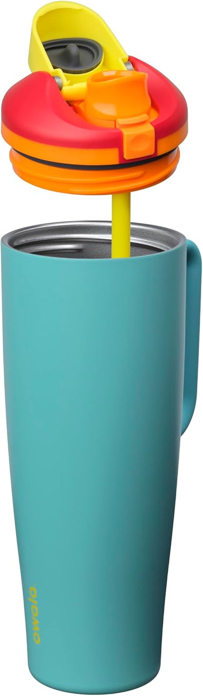 Tumbler Stainless Steel Water Bottle 40 oz Tropical | 2-in-1 Sip-or-Swig Lid | Splash-Resistant Lid | Reusable Straw | Cup Holder Friendly | Right & Left Hand Friendly