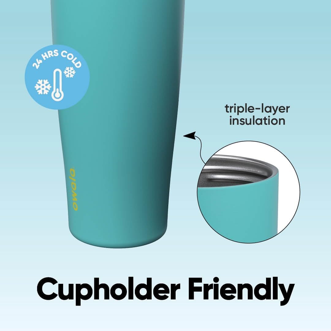 Tumbler Stainless Steel Water Bottle 40 oz Tropical | 2-in-1 Sip-or-Swig Lid | Splash-Resistant Lid | Reusable Straw | Cup Holder Friendly | Right & Left Hand Friendly