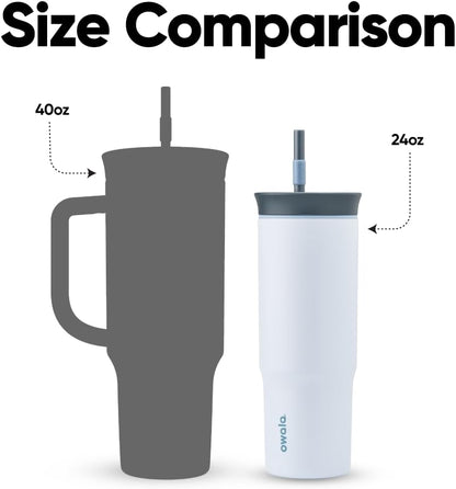 Tumbler Stainless Steel Water Bottle 40 oz Tropical | 2-in-1 Sip-or-Swig Lid | Splash-Resistant Lid | Reusable Straw | Cup Holder Friendly | Right & Left Hand Friendly