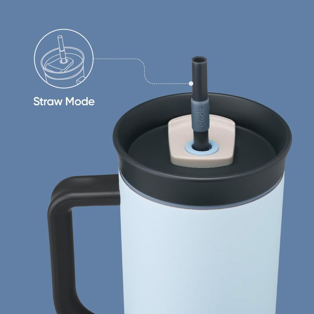 Tumbler Stainless Steel Water Bottle 40 oz Tropical | 2-in-1 Sip-or-Swig Lid | Splash-Resistant Lid | Reusable Straw | Cup Holder Friendly | Right & Left Hand Friendly