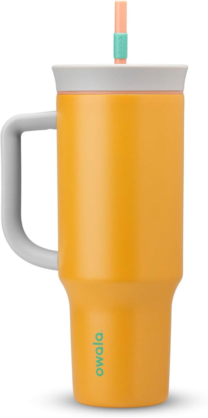 Tumbler Stainless Steel Water Bottle 40 oz Tropical | 2-in-1 Sip-or-Swig Lid | Splash-Resistant Lid | Reusable Straw | Cup Holder Friendly | Right & Left Hand Friendly