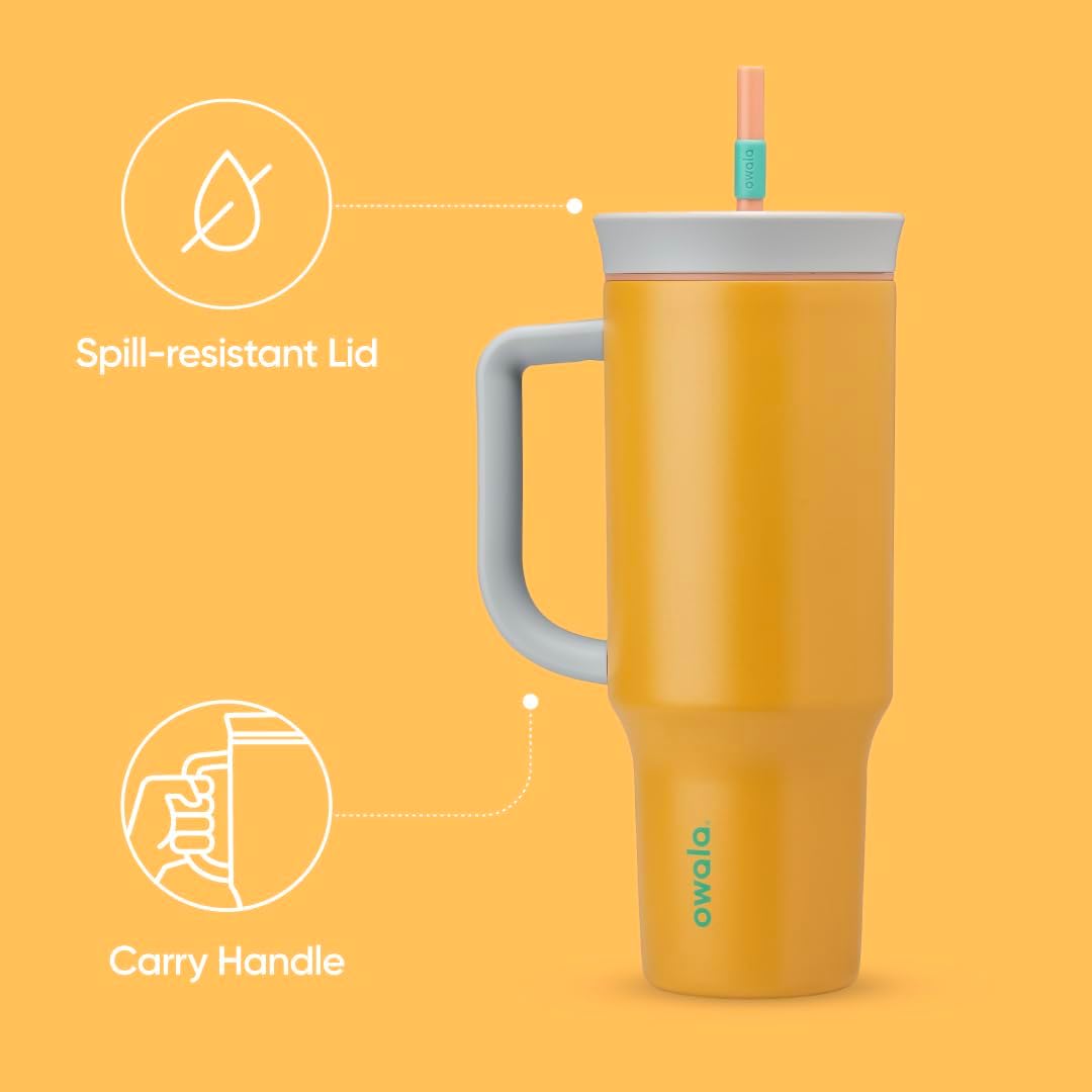 Tumbler Stainless Steel Water Bottle 40 oz Tropical | 2-in-1 Sip-or-Swig Lid | Splash-Resistant Lid | Reusable Straw | Cup Holder Friendly | Right & Left Hand Friendly