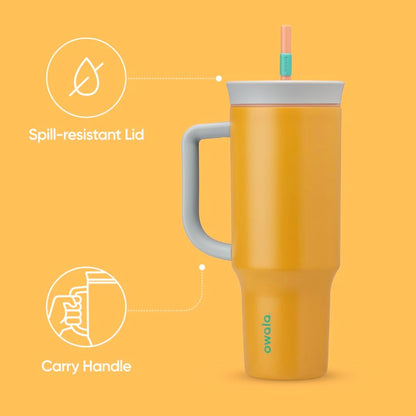 Tumbler Stainless Steel Water Bottle 40 oz Tropical | 2-in-1 Sip-or-Swig Lid | Splash-Resistant Lid | Reusable Straw | Cup Holder Friendly | Right & Left Hand Friendly