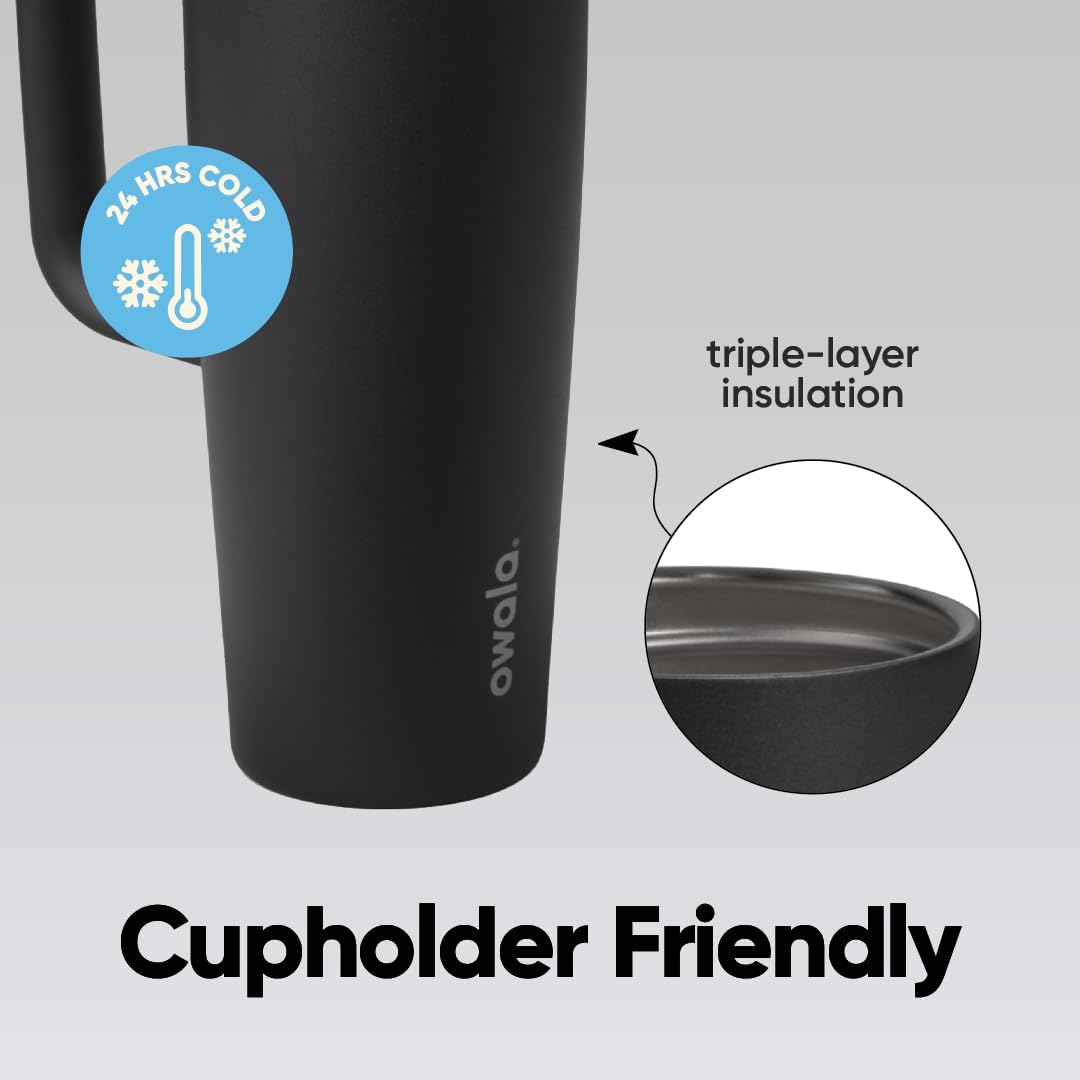 Tumbler Stainless Steel Water Bottle 40 oz Tropical | 2-in-1 Sip-or-Swig Lid | Splash-Resistant Lid | Reusable Straw | Cup Holder Friendly | Right & Left Hand Friendly