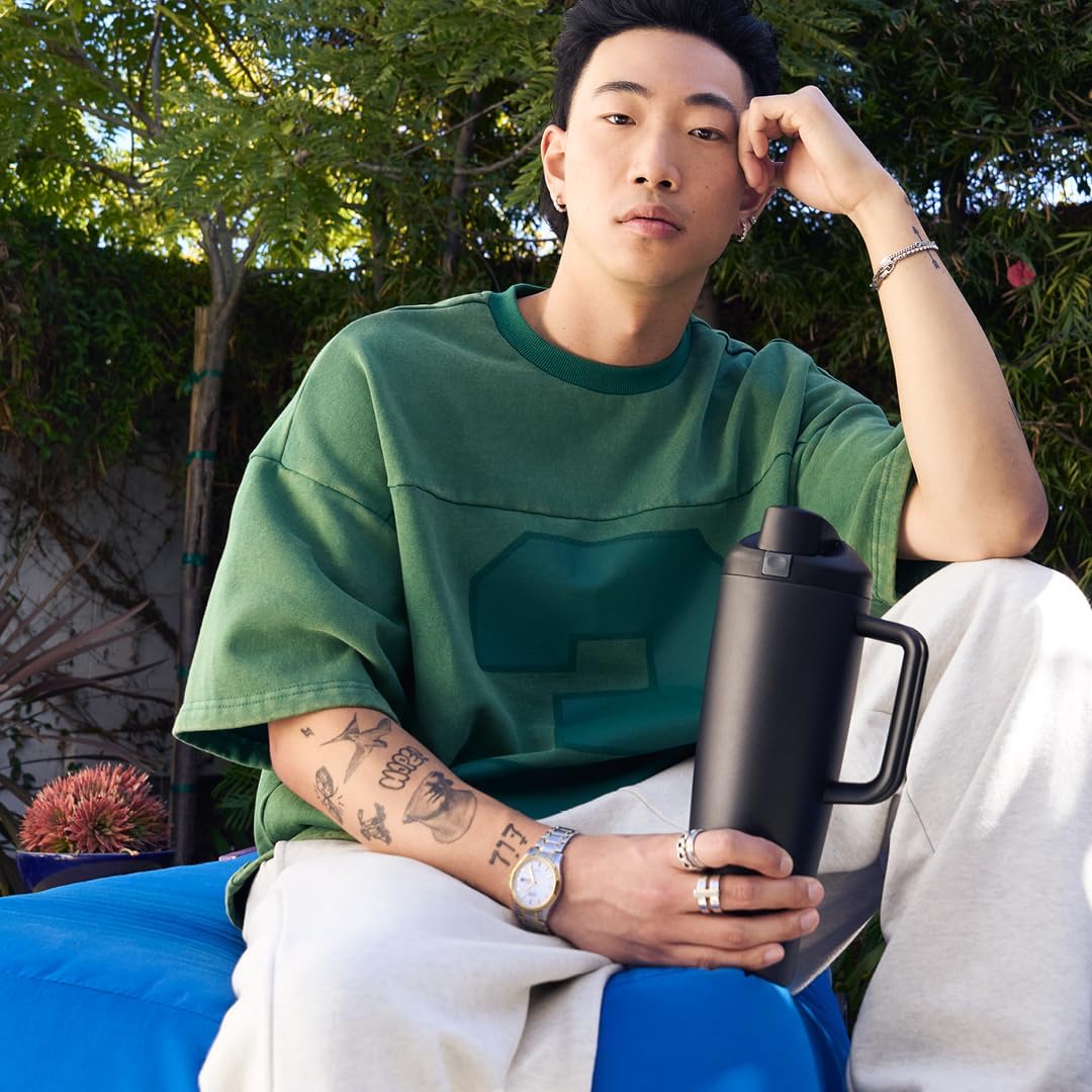 Tumbler Stainless Steel Water Bottle 40 oz Tropical | 2-in-1 Sip-or-Swig Lid | Splash-Resistant Lid | Reusable Straw | Cup Holder Friendly | Right & Left Hand Friendly