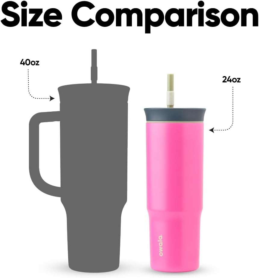 Tumbler Stainless Steel Water Bottle 40 oz Tropical | 2-in-1 Sip-or-Swig Lid | Splash-Resistant Lid | Reusable Straw | Cup Holder Friendly | Right & Left Hand Friendly