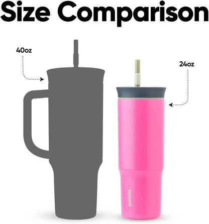 Tumbler Stainless Steel Water Bottle 40 oz Tropical | 2-in-1 Sip-or-Swig Lid | Splash-Resistant Lid | Reusable Straw | Cup Holder Friendly | Right & Left Hand Friendly