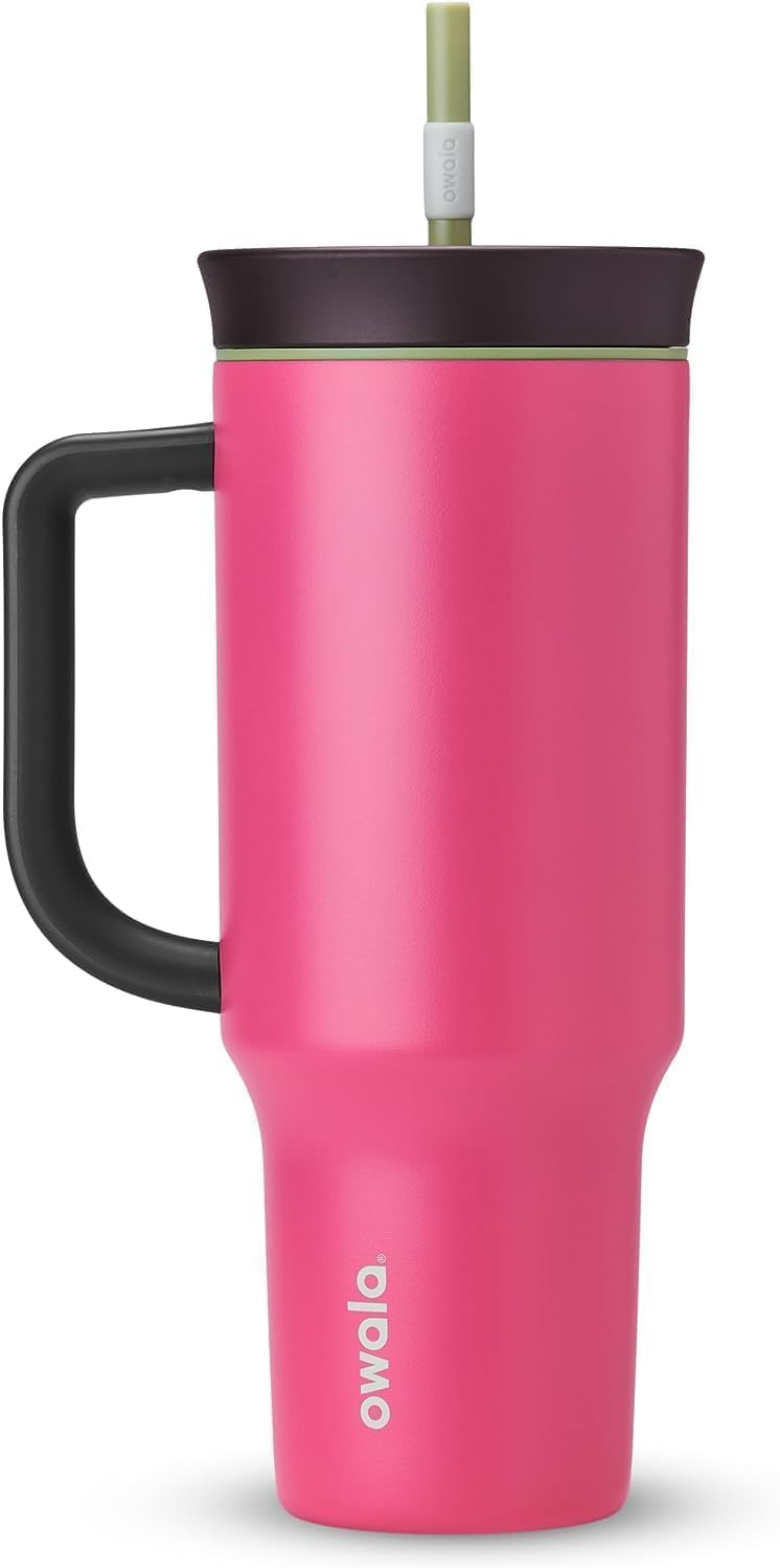 Tumbler Stainless Steel Water Bottle 40 oz Tropical | 2-in-1 Sip-or-Swig Lid | Splash-Resistant Lid | Reusable Straw | Cup Holder Friendly | Right & Left Hand Friendly