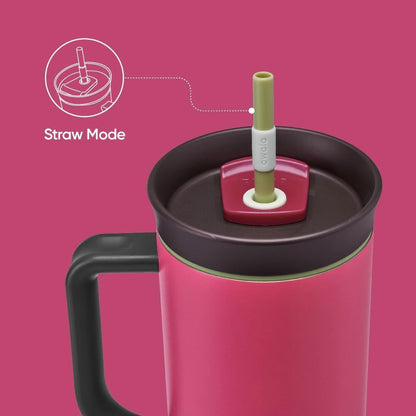 Tumbler Stainless Steel Water Bottle 40 oz Tropical | 2-in-1 Sip-or-Swig Lid | Splash-Resistant Lid | Reusable Straw | Cup Holder Friendly | Right & Left Hand Friendly