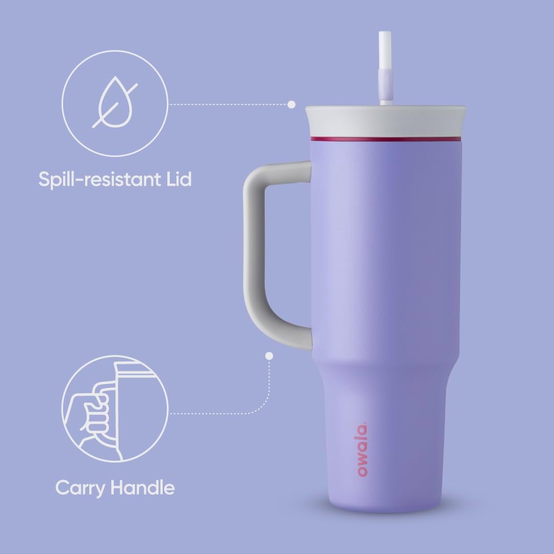 Tumbler Stainless Steel Water Bottle 40 oz Tropical | 2-in-1 Sip-or-Swig Lid | Splash-Resistant Lid | Reusable Straw | Cup Holder Friendly | Right & Left Hand Friendly