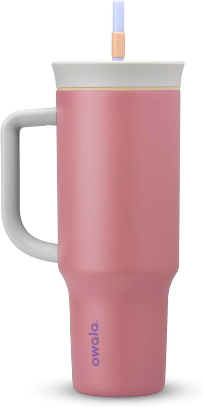 Tumbler Stainless Steel Water Bottle 40 oz Tropical | 2-in-1 Sip-or-Swig Lid | Splash-Resistant Lid | Reusable Straw | Cup Holder Friendly | Right & Left Hand Friendly