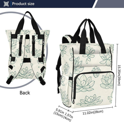Diaper Bag Backpack, Multifunction Travel Bag for Moms Dads, Baby Changing Bag with Insulted Pockets, Stroller Straps and Side Bottle Pockets Linear Floral Pattern
