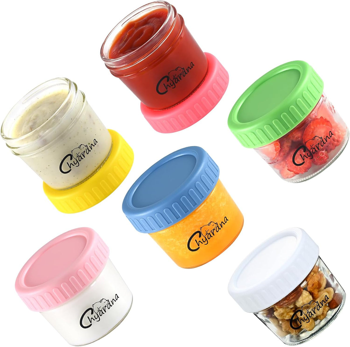 6 Pack Glass Baby Food Storage Containers, 4 oz