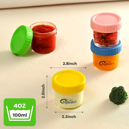 6 Pack Glass Baby Food Storage Containers, 4 oz