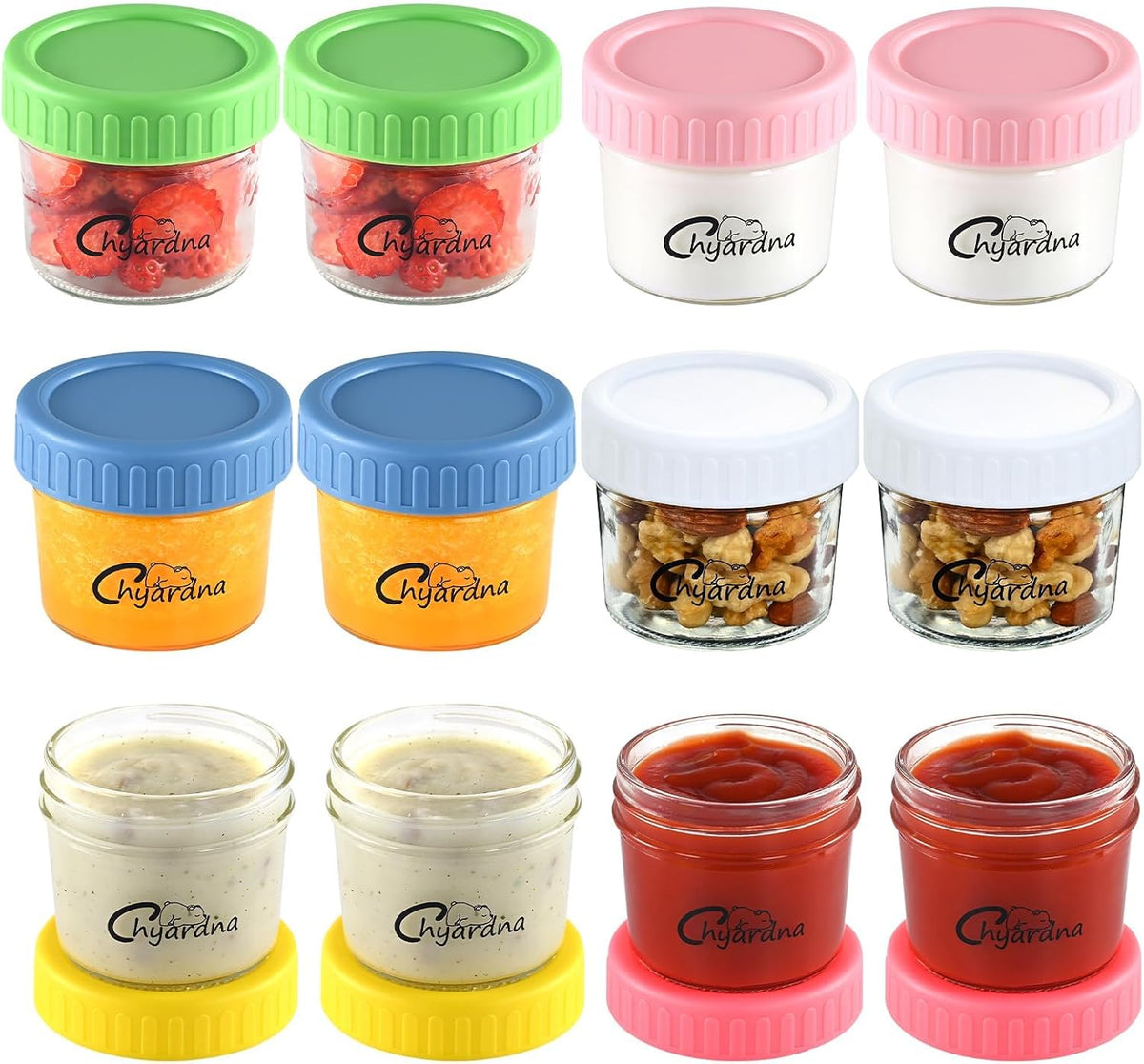 6 Pack Glass Baby Food Storage Containers, 4 oz