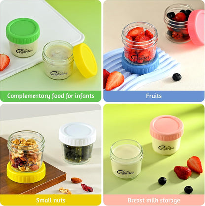 6 Pack Glass Baby Food Storage Containers, 4 oz
