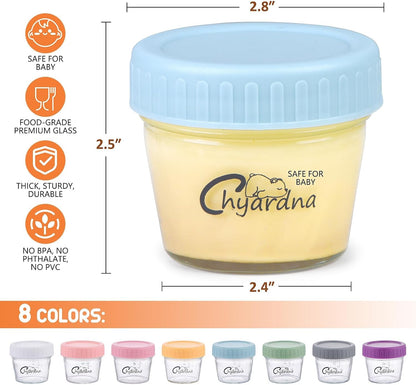 6 Pack Glass Baby Food Storage Containers, 4 oz