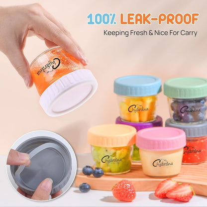 6 Pack Glass Baby Food Storage Containers, 4 oz