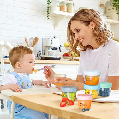 6 Pack Glass Baby Food Storage Containers, 4 oz