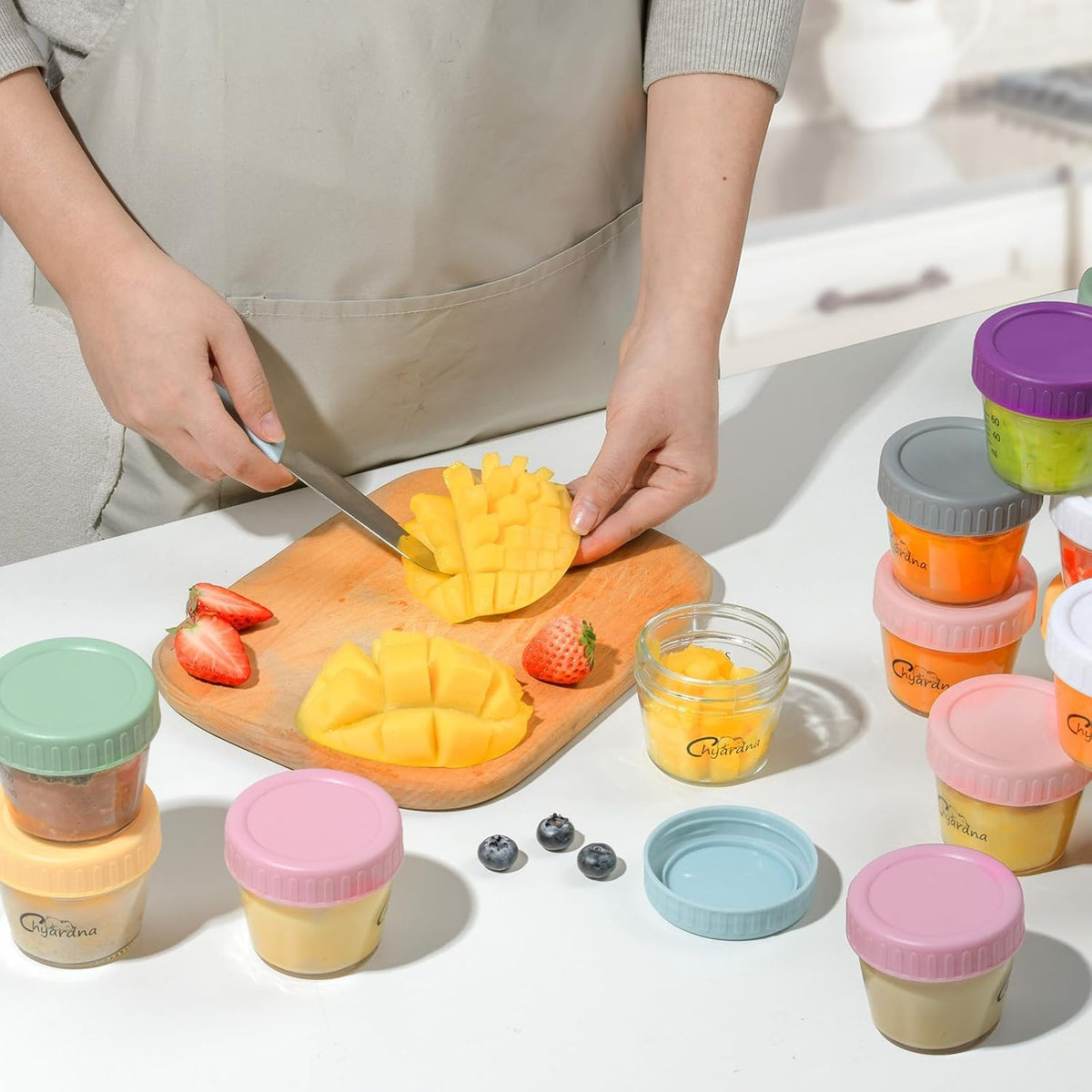 6 Pack Glass Baby Food Storage Containers, 4 oz