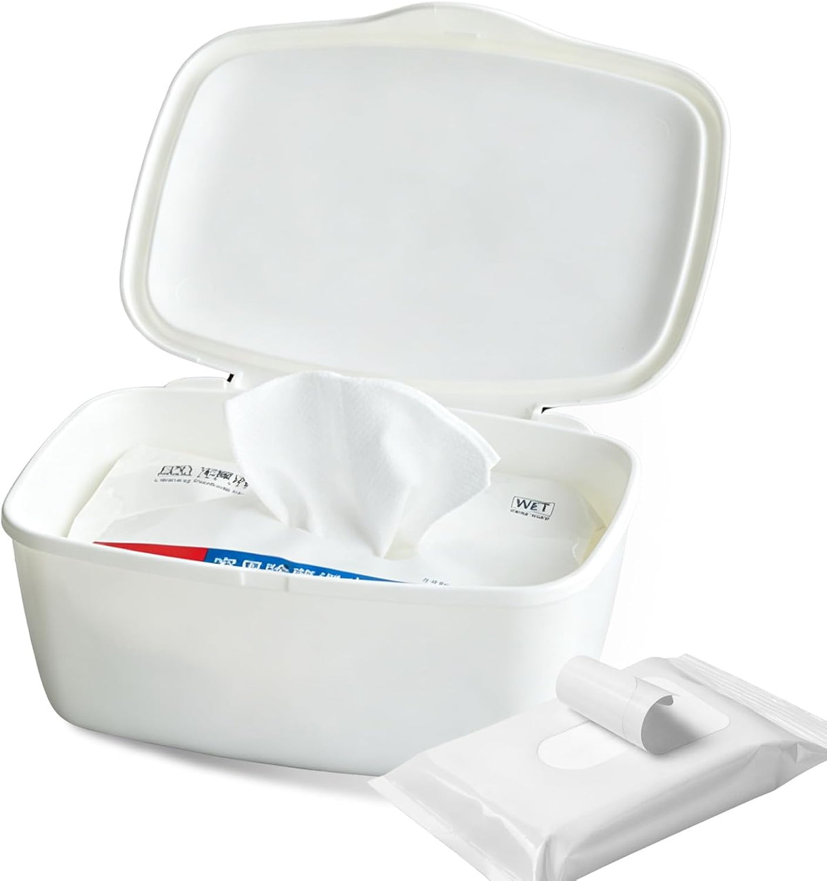 Wipes Dispenser Compatible with Flushable Wipes Refillable Wet Tissue Container Sealed Lid Design Non Slip Wipe Holder for Home Travel Use