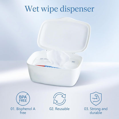 Wipes Dispenser Compatible with Flushable Wipes Refillable Wet Tissue Container Sealed Lid Design Non Slip Wipe Holder for Home Travel Use