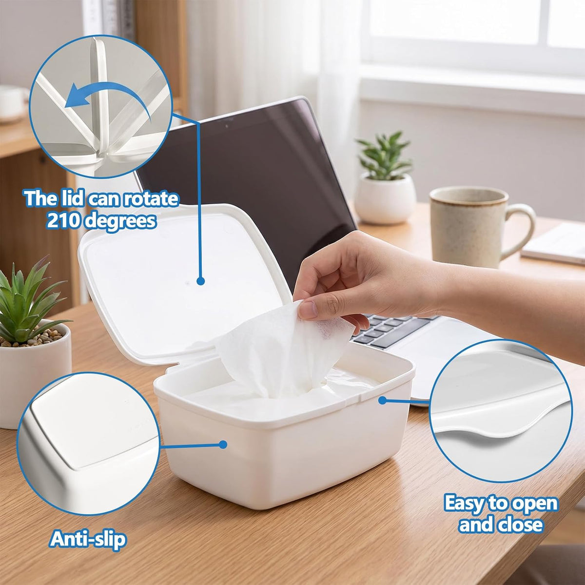 Wipes Dispenser Compatible with Flushable Wipes Refillable Wet Tissue Container Sealed Lid Design Non Slip Wipe Holder for Home Travel Use