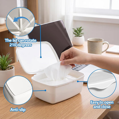 Wipes Dispenser Compatible with Flushable Wipes Refillable Wet Tissue Container Sealed Lid Design Non Slip Wipe Holder for Home Travel Use