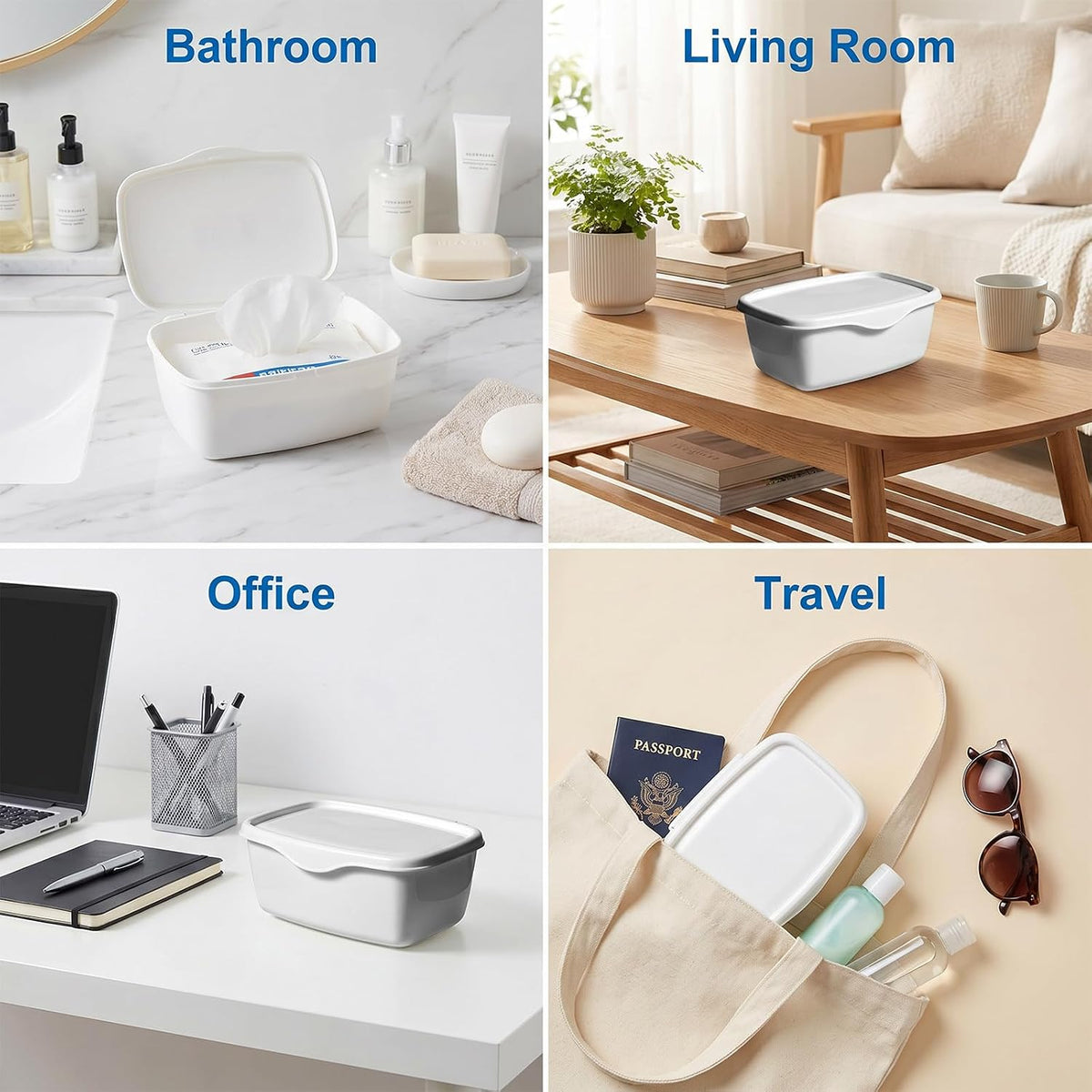 Wipes Dispenser Compatible with Flushable Wipes Refillable Wet Tissue Container Sealed Lid Design Non Slip Wipe Holder for Home Travel Use
