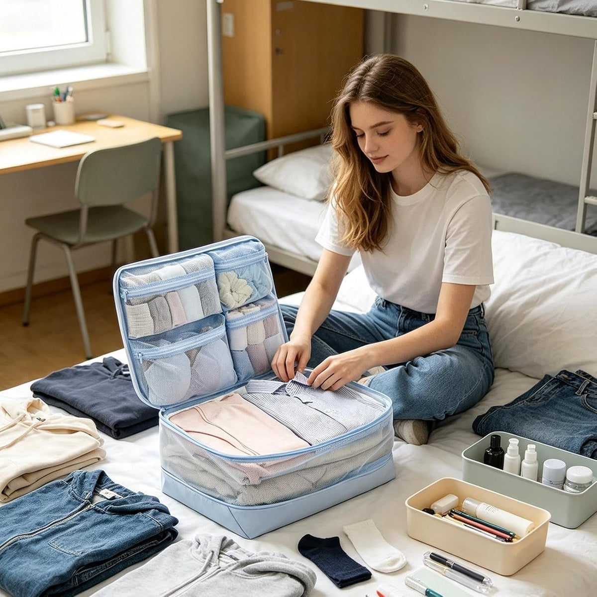 Travel Packing Bags, Lightweight Compression Organizers With Space Saving