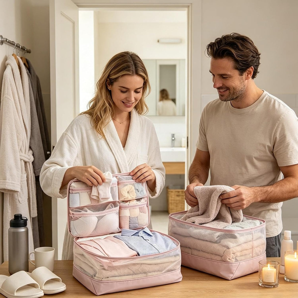 Travel Packing Bags, Lightweight Compression Organizers With Space Saving