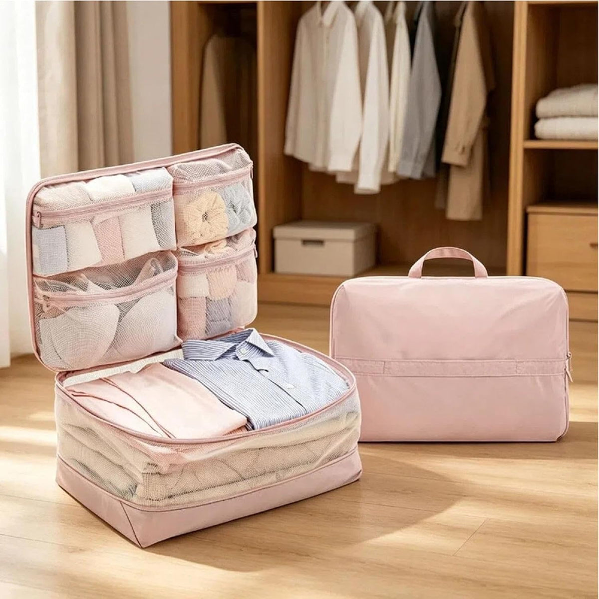 Travel Packing Bags, Lightweight Compression Organizers With Space Saving