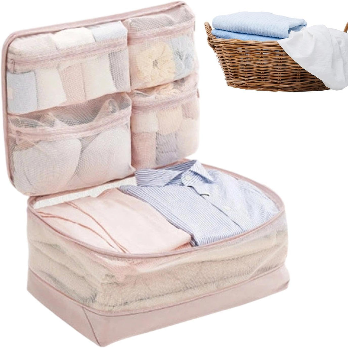 Travel Packing Bags, Lightweight Compression Organizers With Space Saving