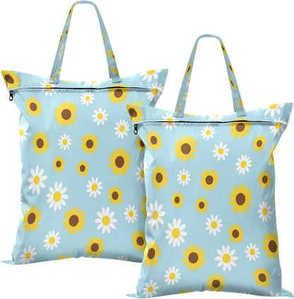 Flowers Daisies Waterproof Travel Laundry Bag Easy Care Pack of 2