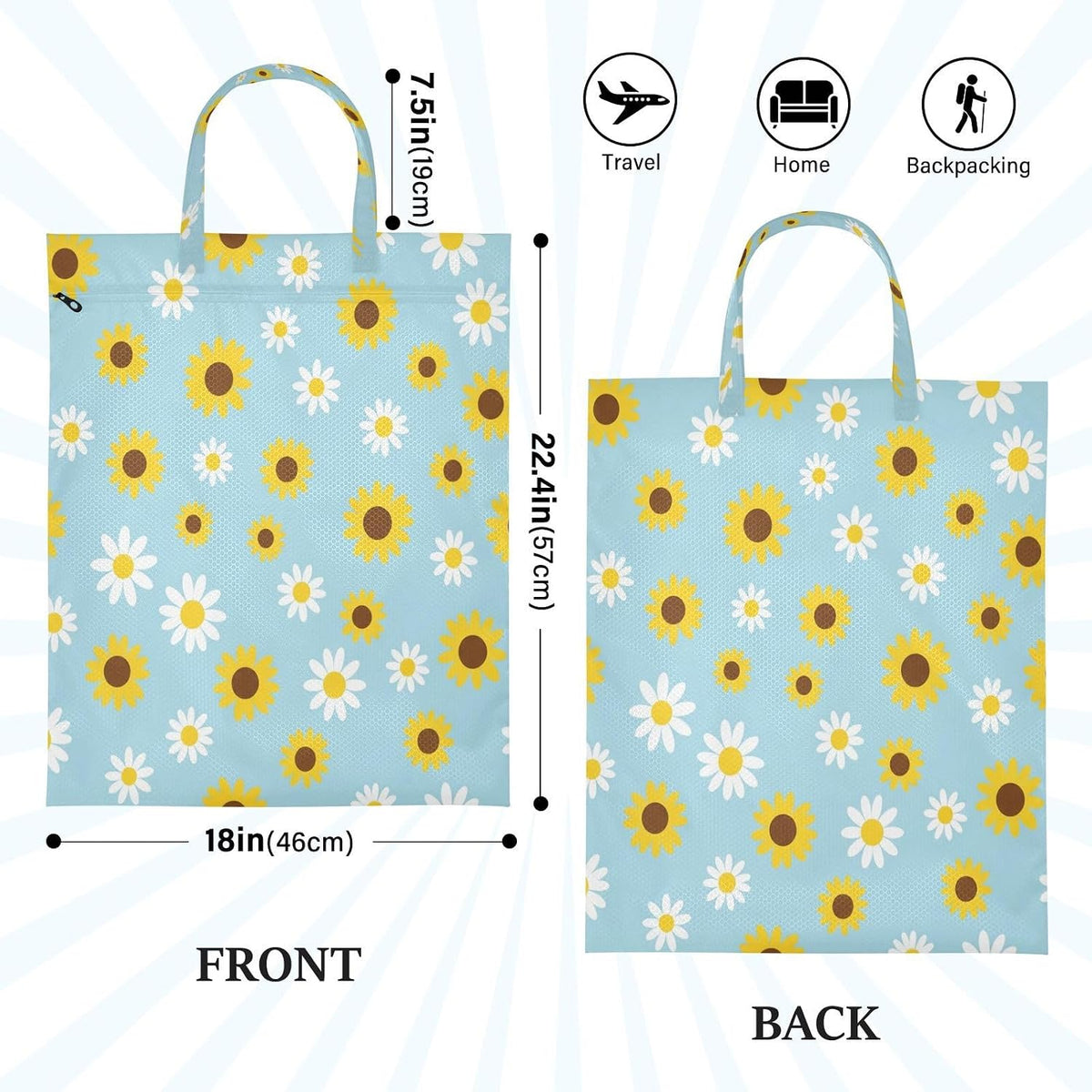 Flowers Daisies Waterproof Travel Laundry Bag Easy Care Pack of 2