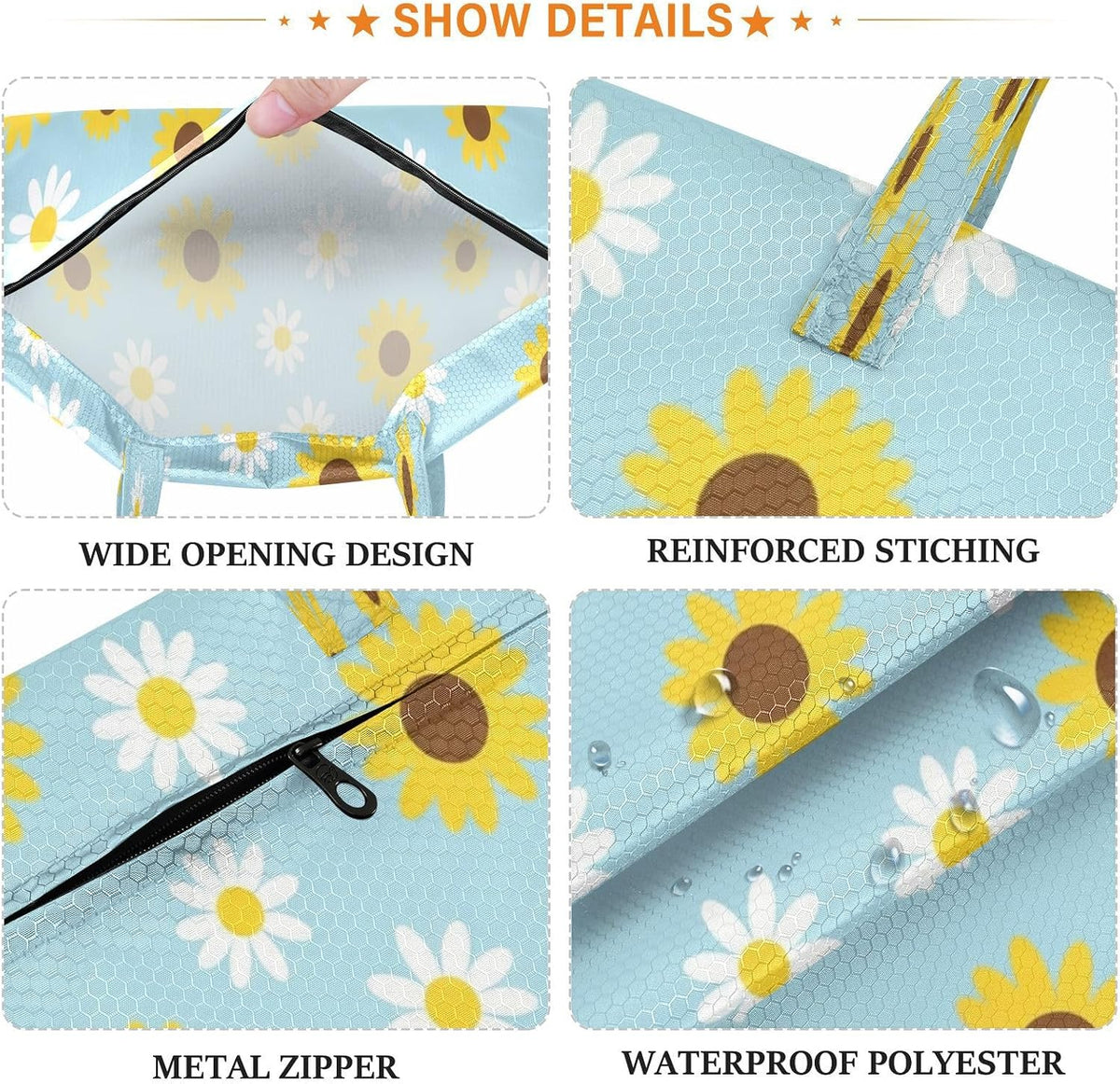 Flowers Daisies Waterproof Travel Laundry Bag Easy Care Pack of 2