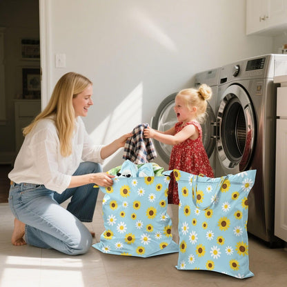 Flowers Daisies Waterproof Travel Laundry Bag Easy Care Pack of 2