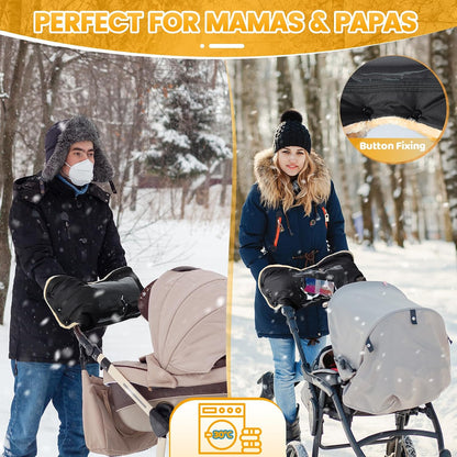Orzbow Winter Stroller Gloves, Waterproof, Universal, Cozy & Warm, Black