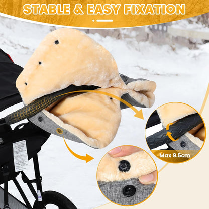 Orzbow Winter Stroller Gloves, Waterproof, Universal, Cozy & Warm, Black