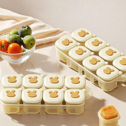 Infant Food Freezer Tray, Reusable Silicone Kid Food Storage Container, Ice Cube Freezer Mold for Homemade Purees, Broth, and Soups