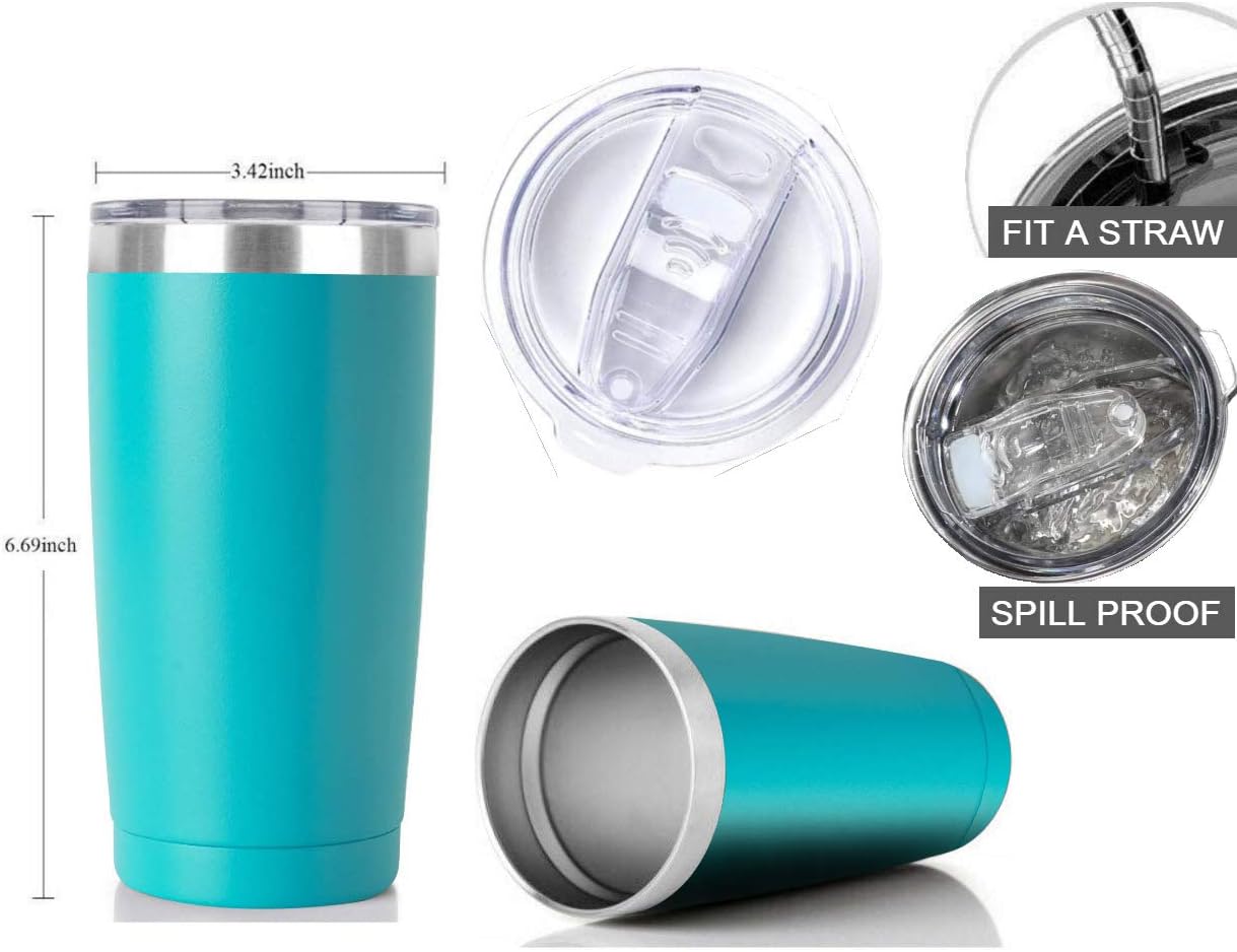 20oz Stainless Steel Tumbler Splash Lid for Straw Double Wall Vacuum Insulated Travel Mug Cup Thermo Hot Cold Tea Coffee Ice beer for Car Office Desk Home (Plain)
