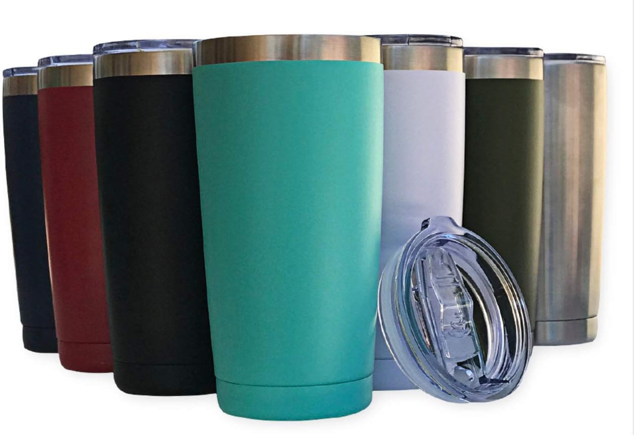 20oz Stainless Steel Tumbler Splash Lid for Straw Double Wall Vacuum Insulated Travel Mug Cup Thermo Hot Cold Tea Coffee Ice beer for Car Office Desk Home (Plain)