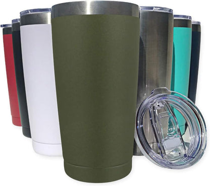 20oz Stainless Steel Tumbler Splash Lid for Straw Double Wall Vacuum Insulated Travel Mug Cup Thermo Hot Cold Tea Coffee Ice beer for Car Office Desk Home (Plain)