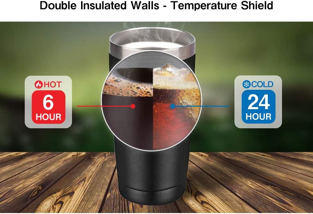 20oz Stainless Steel Tumbler Splash Lid for Straw Double Wall Vacuum Insulated Travel Mug Cup Thermo Hot Cold Tea Coffee Ice beer for Car Office Desk Home (Plain)